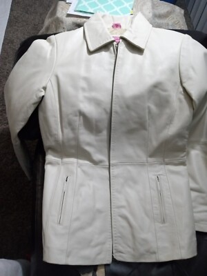 Excelled Leather Jacket Ivory Sz. XS