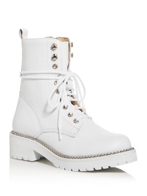 Женские армейские ботинки AQUA Womens White на платформе Jax Toe Block Heel из кожи белого цвета 5,5 м