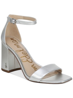 

SAM EDELMAN Женские серебряные кожаные сандалии Daniella с круглым носком на блочном каблуке, Серебряный, G2191LB