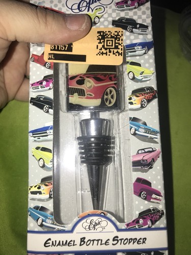 Pink Flame Old Time Car Bottle Stopper BNIB!! Beautiful Enamel