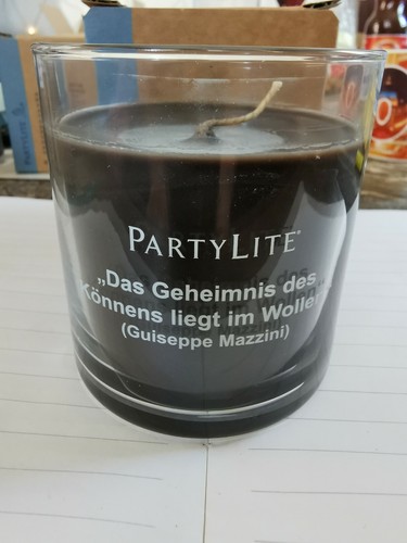 RARITÄT PartyLite 1-Docht Duftwachsglas mit Spruch 