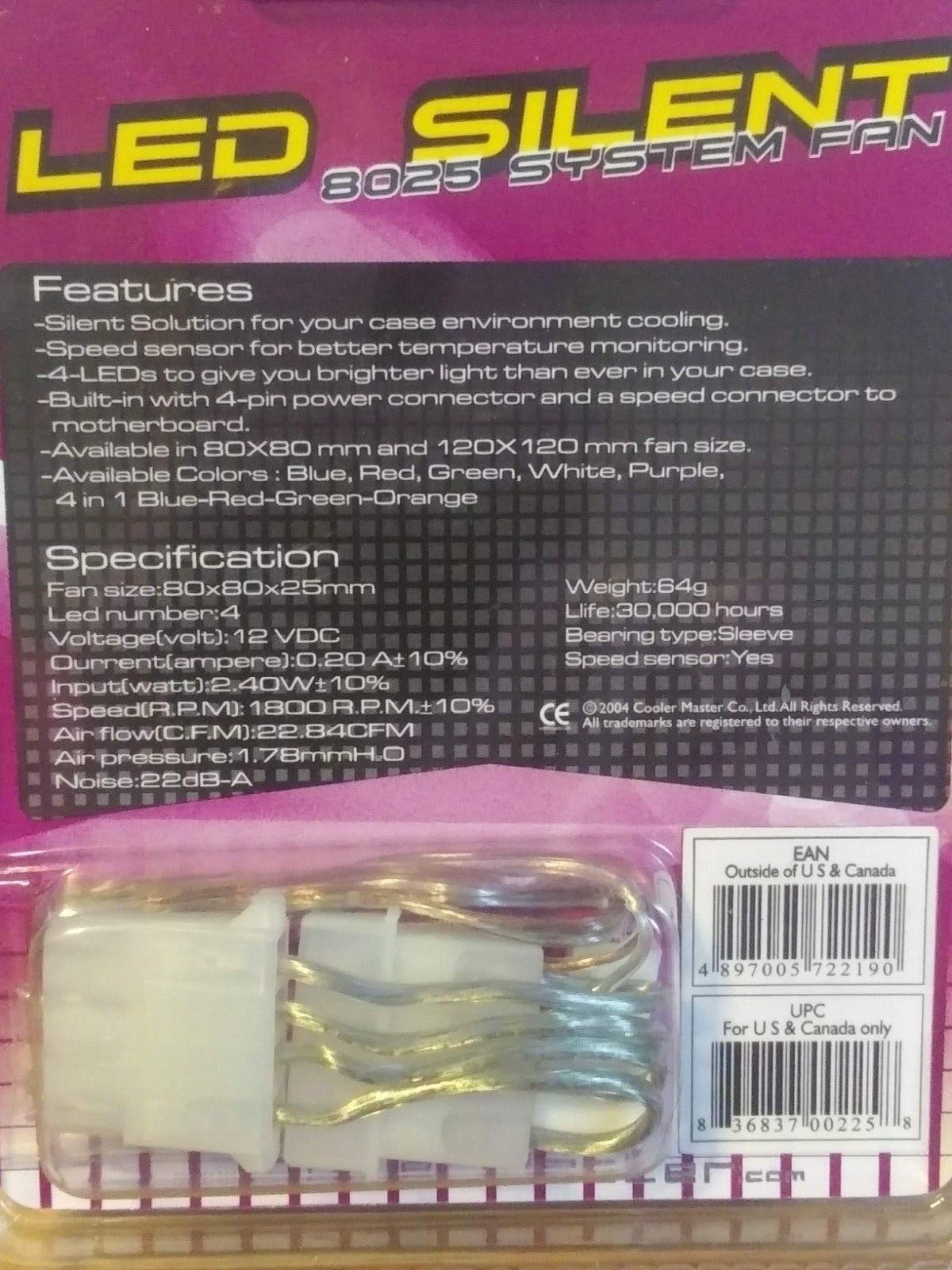 Cooler Master LED Silent 8025 System Fan Purple TLF-S82-EP