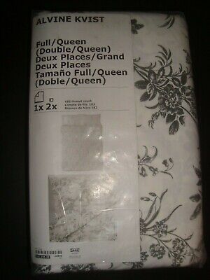 Ikea Full / Queen Alvine Kvist  Duvet Cover 3 pc Set Gray White Floral Toile New