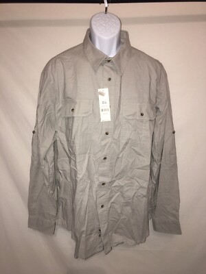 George men's long sleeve pigment dye shirt XL silver stone