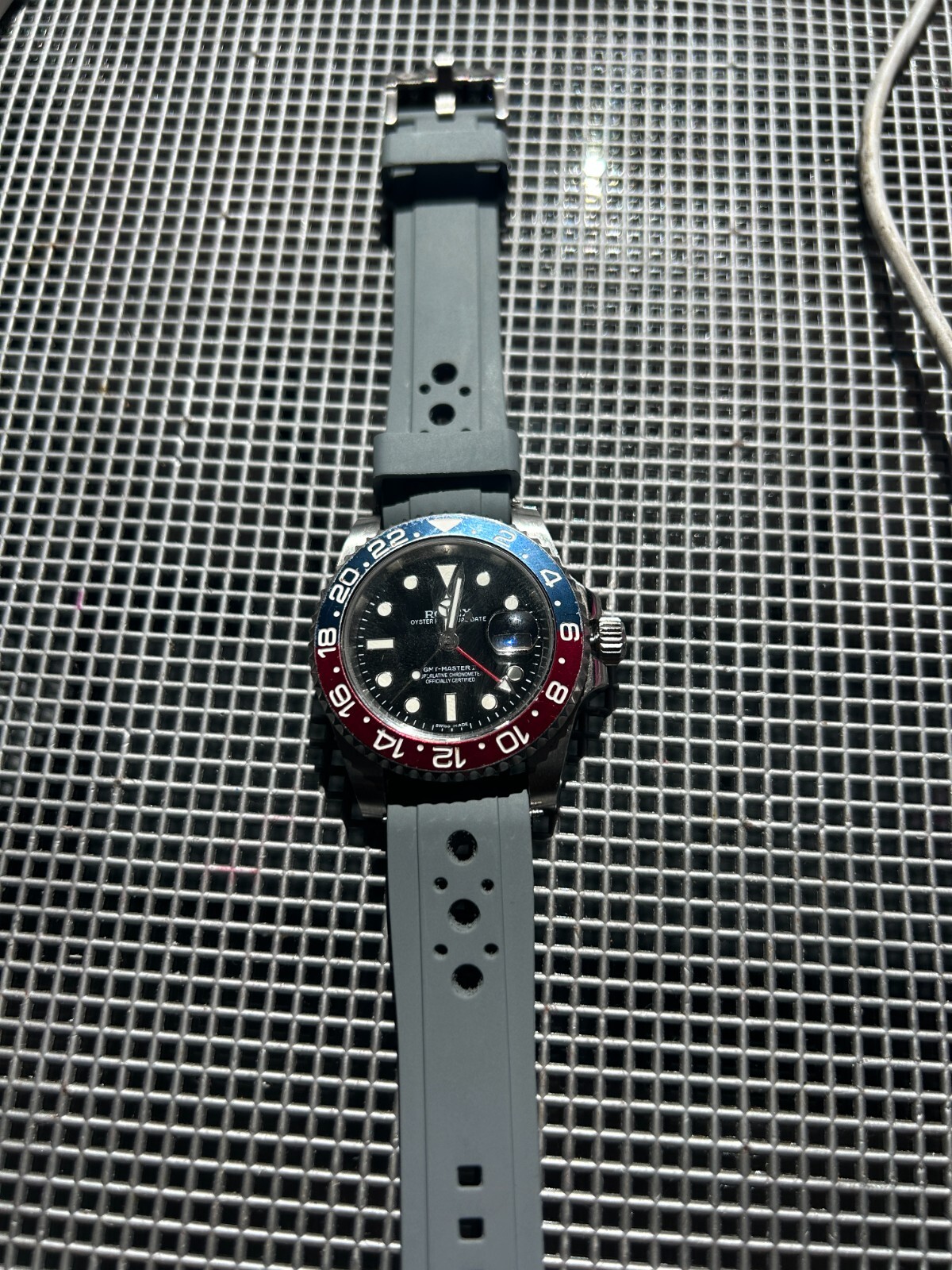 20mm GRAY Vulcanized Caoutchouc rubber Racing Rolex GMT-Master II Sprite