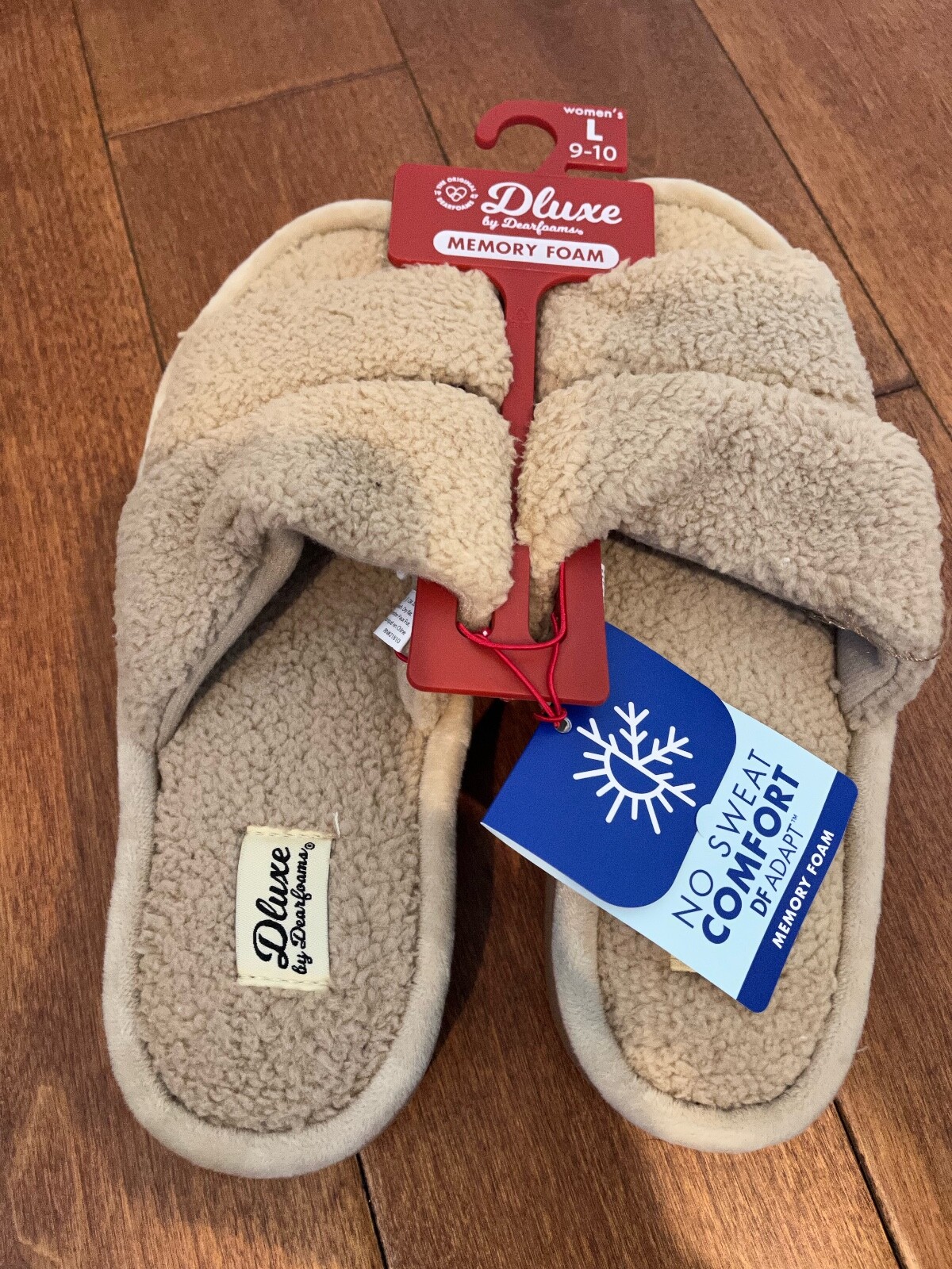 【DEARMINE】T M S Dear Flip Flops Women's Deluxe Dearfoams Memory Foam SIZE L 9-10 TAN