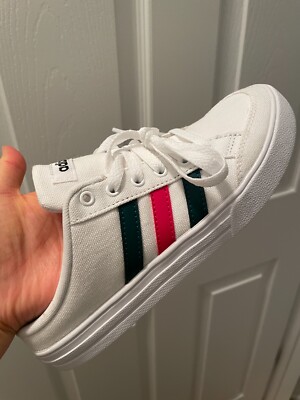 NEW Adidas FX4847 Set Slip On Mule  White Red Green Comfort Shoes Womens 6