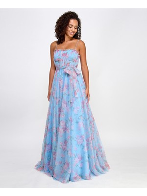 CITY STUDIO Womens Light Blue Ruffle Trim Belt Corse Formal Dress Juniors 1\2