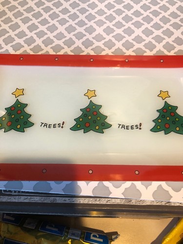 Fitz & Floyd Merry Christmas Tree GLASS TRAY 12.5
