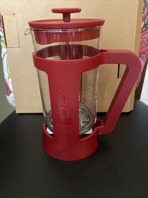 Bialetti Preziosa French Press Coffee Maker 8 Cup NEW Condition Red in Color