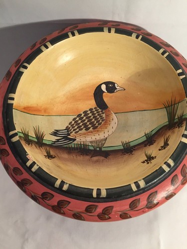 DECORATIVE CERAMIC DUCK CANADIAN GOOSE DISH BOWL PEDESTAL