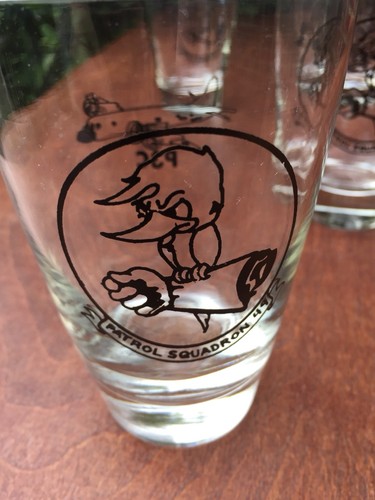Barware Libby Glasses VP Patrol Squadron P3C Orion Navy Aircraft Woodpecker