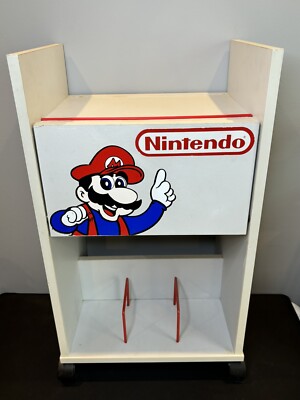 Nintendo Mario Rolling Storage Cabinet Cart 1989 Console/Game Display Shelf NES
