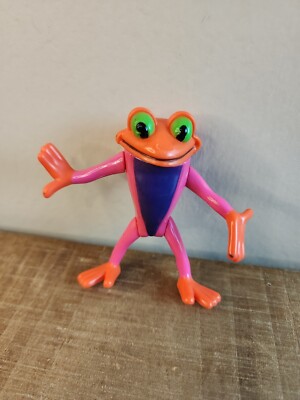 Rainforest Cafe Tree Frog Figure Pink Orange Tropical Jointed PVC Animal Toy