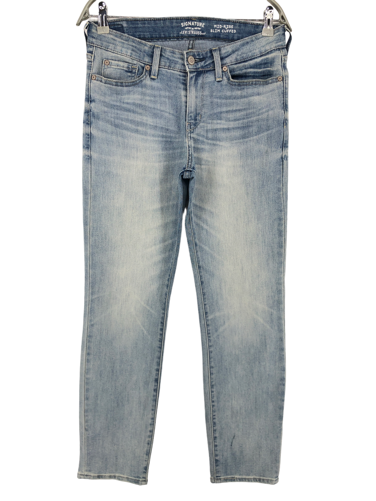 LEVI'S STRAUSS \u0026 CO Signature Women Mid Rise Slim Cuffed Jeans Size W28 L28  | eBay