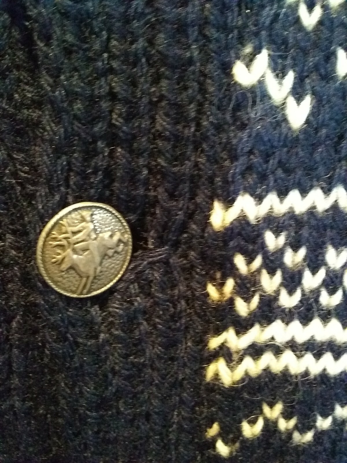 MEMOS of Norway Hand Knit Wool Cardigan Ski Sweater Navy Blue ~ Size 3XL ~ N83