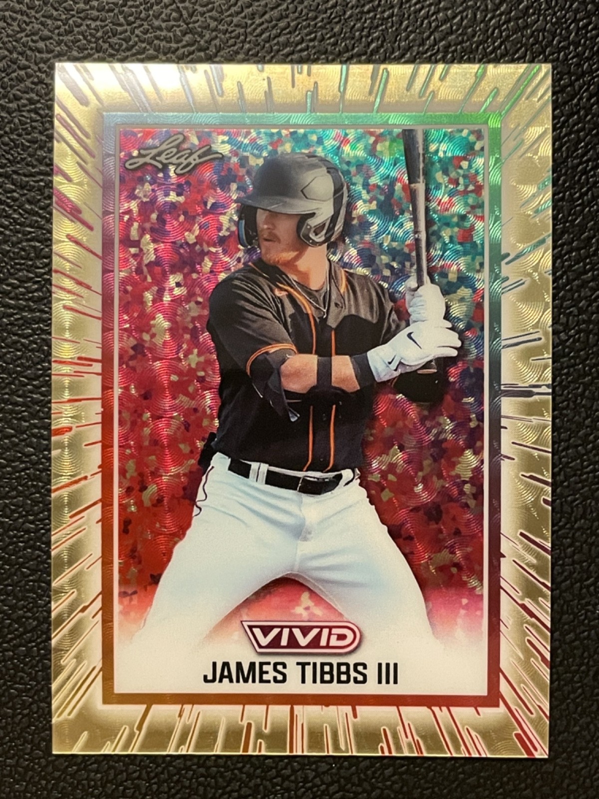 2025 Leaf Vivid Super Prismatic Gold #58 James Gibbs III 1/1 RC Rookie