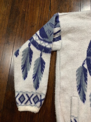 VTG YARI Artesanias Wool Hooded Zip Up Sweater Jacket Wolf Wolves Dream Catcher