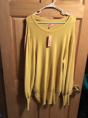SIZE 2X EVRI YELLOW STRETCH CREWNECK SWEATER