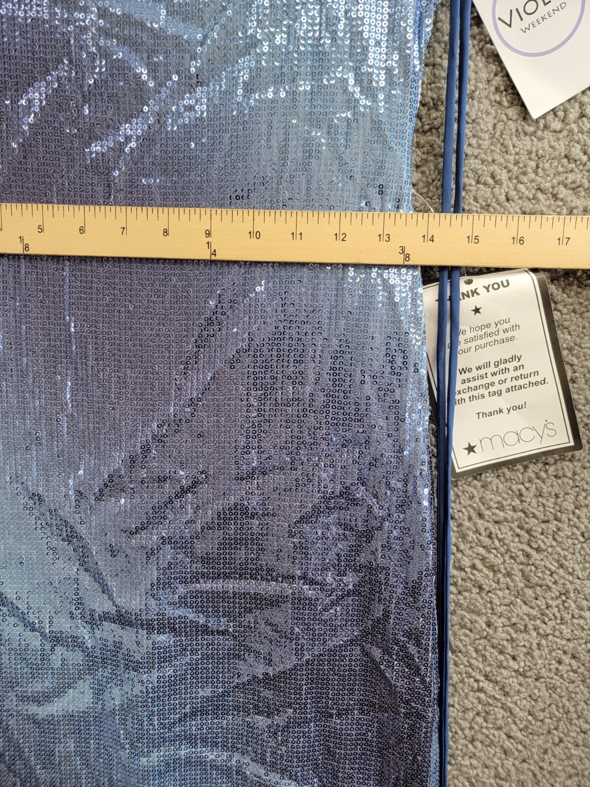 Violet Weekend Strappy Ombré Sequin Gown Juniors' Gradient Blue Lace Zip 3/4 - Picture 6 of 16