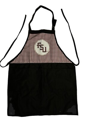 FSU Bib Apron. Top Is Checked And Bottom Is Black. Made In The USA