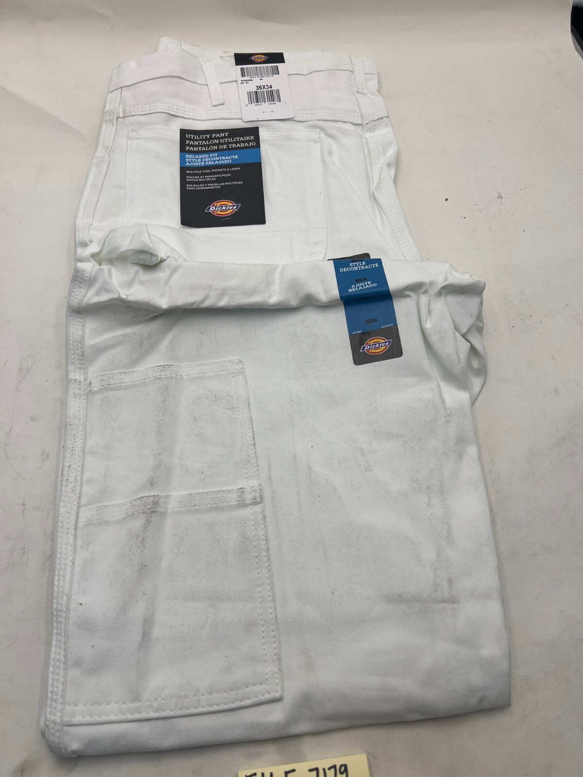 QTY 1) Dickies Sherwin Williams White Painter Utility Pants QTY 1) Dickies Sherwin Williams White Painter Utility Pants
