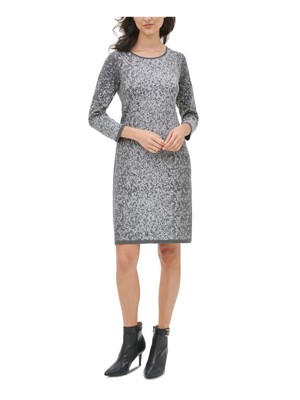 

CALVIN KLEIN Женское серое платье-футляр без подкладки с рукавом 3/4 выше колена, Серый
