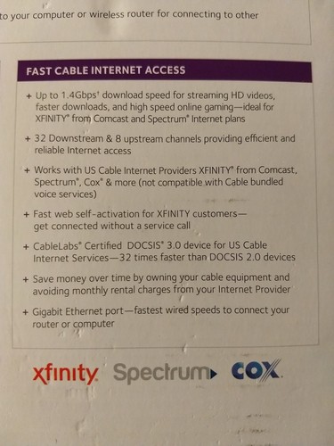 New NETGEAR CM700 (up to 1.4 Gbps) High Speed Cable Modem 32X8 channel bonding