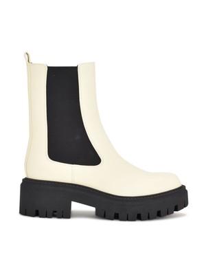 Женские ботильоны NINE WEST цвета слоновой кости 1-1/2 на платформе с заклепками, круглым носком и блочным каблуком, 7,5 М