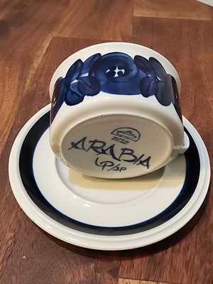 Vtg Arabia Finland Anemone Blue Cup  Saucer By Ulla Procopé Demitasse Coffee Tea