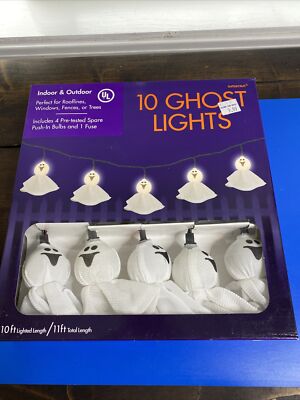 AMSCAN INDOOR/OUTDOOR 10 FABRIC GHOST STRlNG LIGHTS UNOPENED BOX