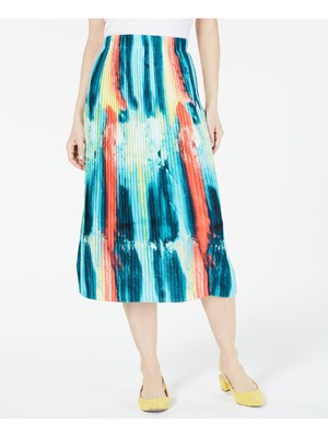 Женская плиссированная юбка миди с бирюзовым принтом ALFANI Party Knife XXL