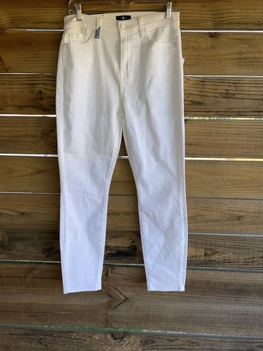 NEW high waist ankle super skinny 7 for all mankind jeans 29 white Denim Patches