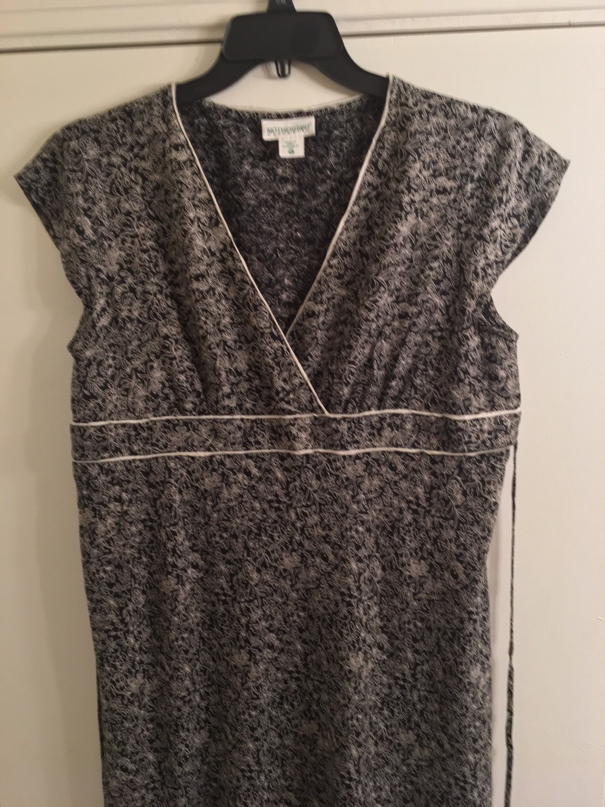 Motherhood Maternity Women's Dress Size L Large Long Black Print Cap Sleeve