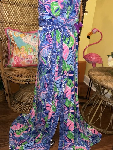 Pre-owned Lilly Pulitzer Sailynn Maxi Set Beleaf In Yourself $258 Size Xl In Multicolor