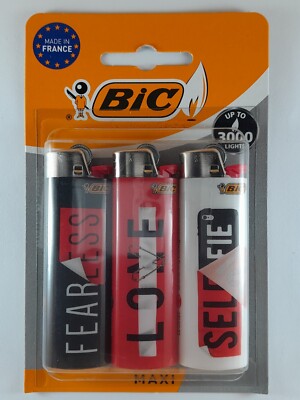 Lot 3 briquets BIC Maxi J26 Série WORDS Neuf sous blister