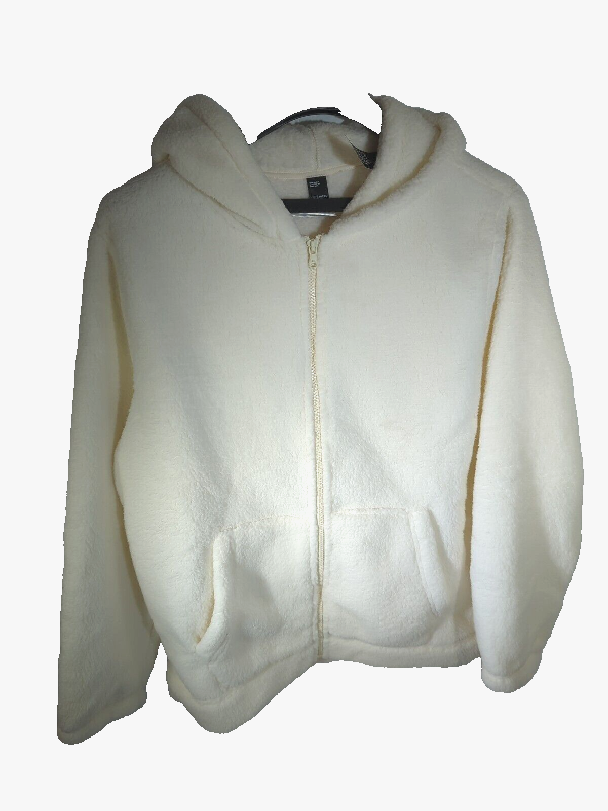 Hollister Gilly Hicks Crop Sherpa Hoodie Jacket Soft White Size XL