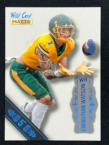 2022 Wild Card Matte #MB-17 Christian Watson Touch Football Blue /200