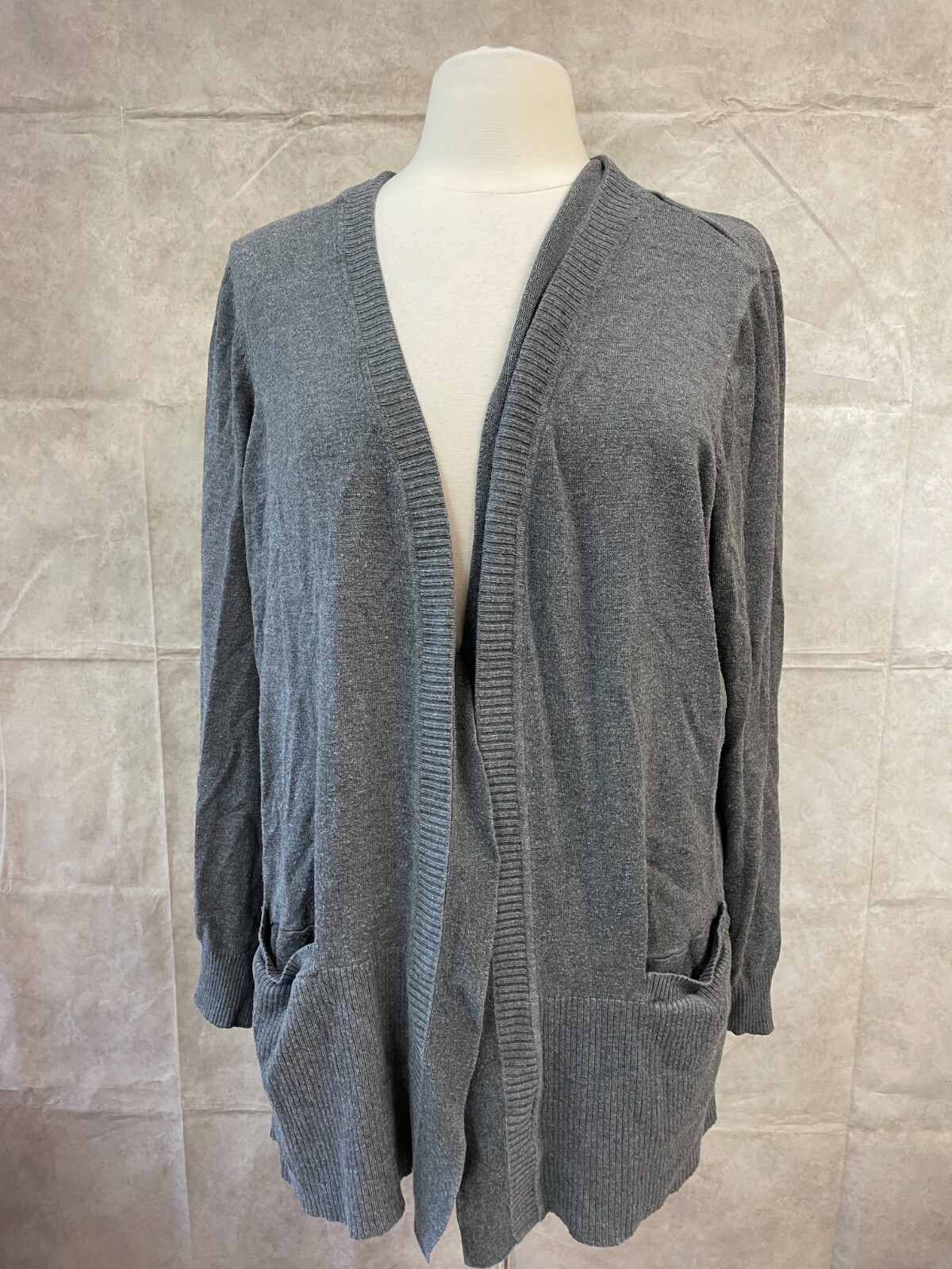 Karen Scott Women's Gray Open Front Cardigan Size 1X