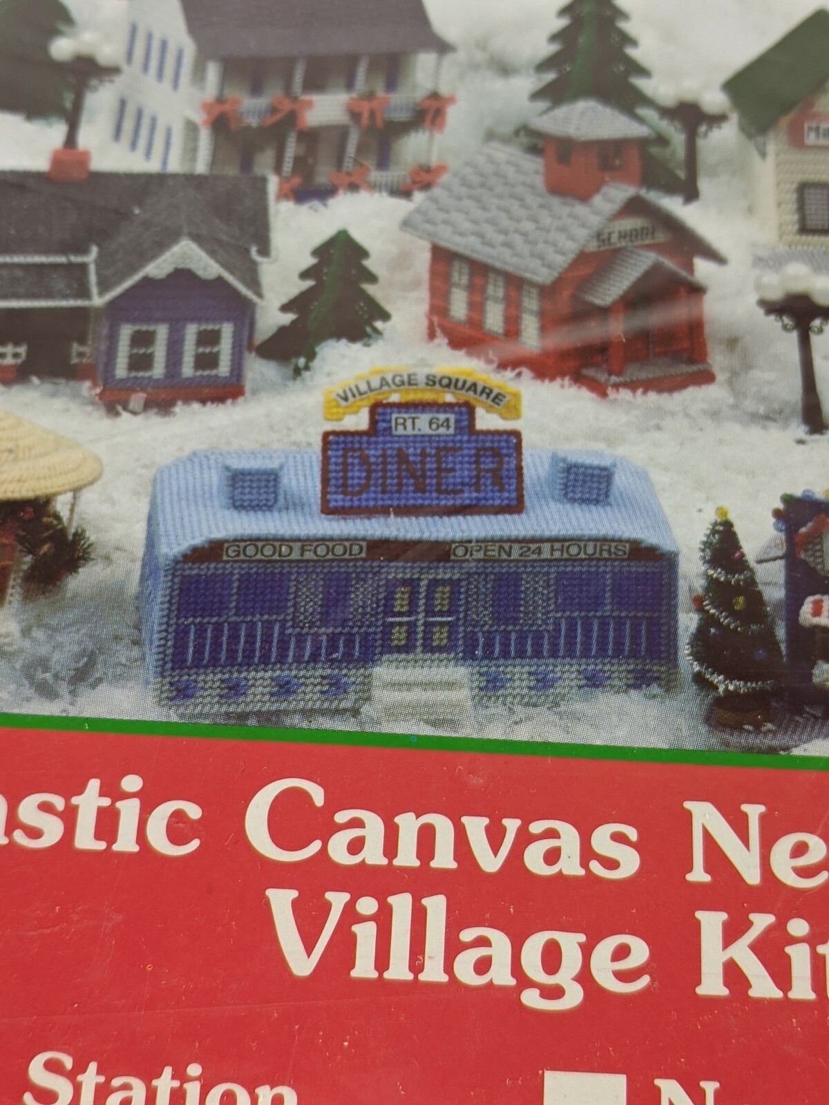 Mary Maxim Musical Village Needlepoint Plastic Canvas VILLAGE DINER #7154 | eBay for Free Printable Plastic Canvas Christmas Village Patterns