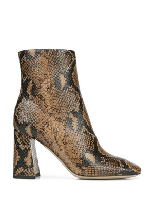 

SAM EDELMAN Женские коричневые ботильоны Codie с заклепками под змеиную кожу и квадратным носком на блочном каблуке, размер 7,5 м, Коричневый, H1116L7