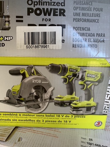 Ryobi 18v Brushless 3 Piece Combo Set (drill/driver, Impact, And Circular Saw)