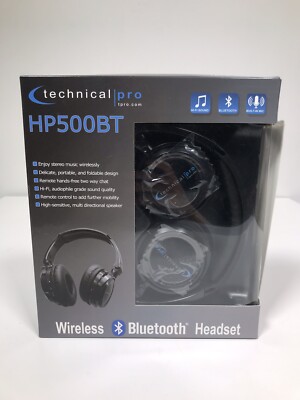 TECHNICAL PRO HEADSET HP500BT WIRELESS BLUETOOTH BLACK HEADPHONES NEW