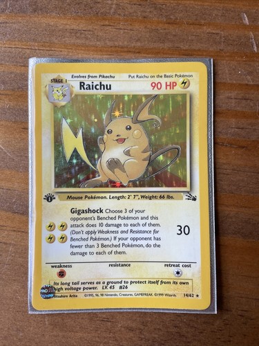 Pokémon TCG Raichu Fossil 1ST EDITION 14 Holo Holo Rare | eBay
