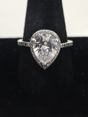 AUTHENTIC PANDORA SPARKLING TEARDROP HALO RING 196251CZ-54