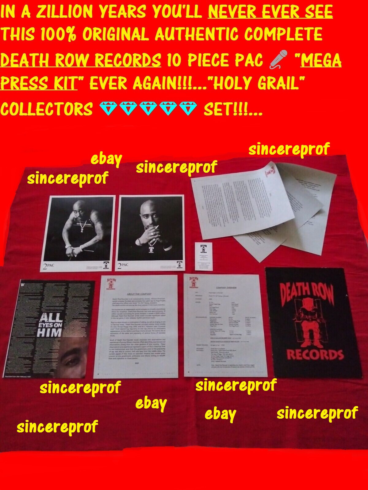 Tupac Pac 2Pac Original Death Row Records Press Kit Photo Picture 1 of 1=? Rare