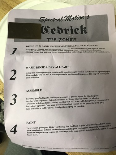 100% Original Spectral Motion Cedrick The Zombie Resin Bust Model Kit #65 L@@K!