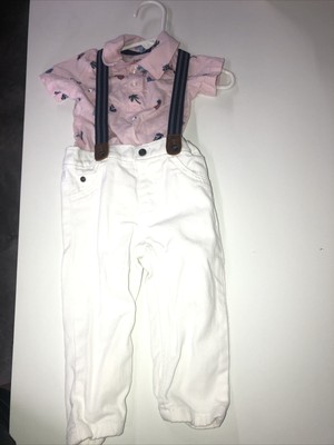 12 m Carters shirt pants suspender outfit VGUC