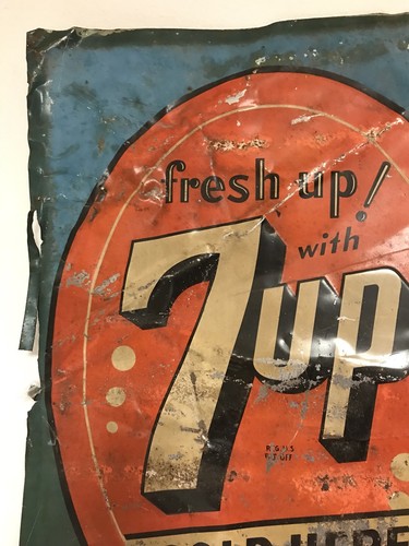 Vintage 1940’s 7up Seven Up Advertising Sign Soda Advertising Sidewalk Sign 28”