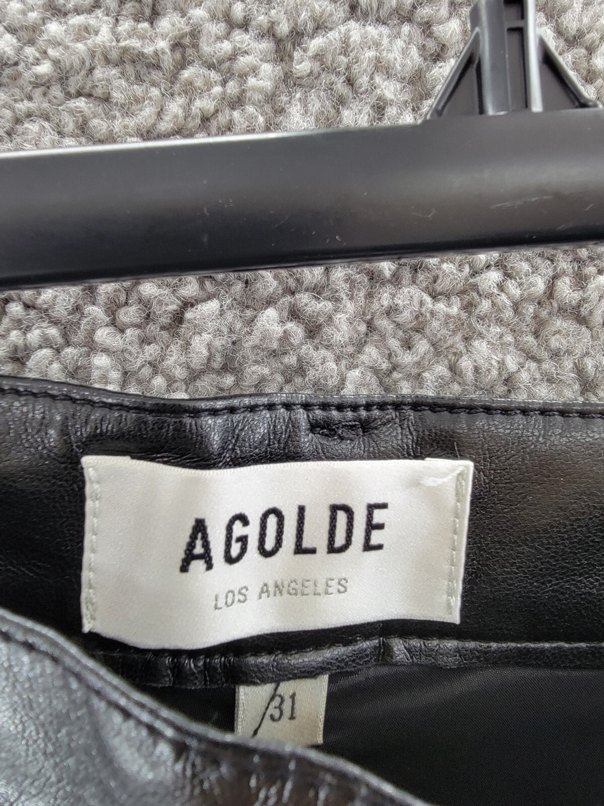 AGOLDE 90s Fitted Recycled Leather Pants Women's 31 Black Pockets Button Zip - Picture 11 of 18